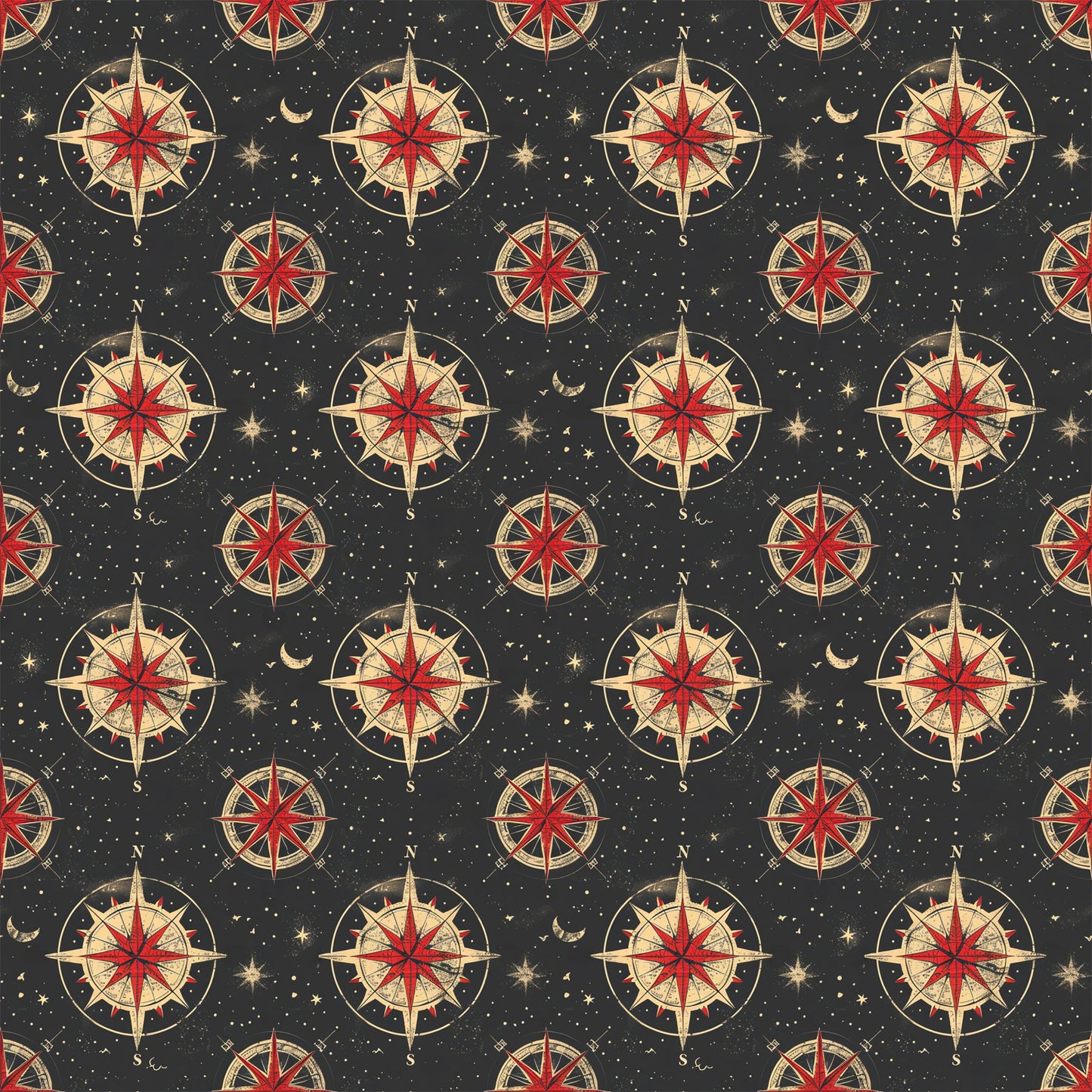 Classic Compass Rose Pattern 8 Quilting Cotton Fabric