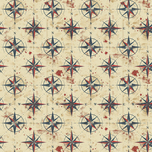 Classic Compass Rose Pattern 9 Quilting Cotton Fabric