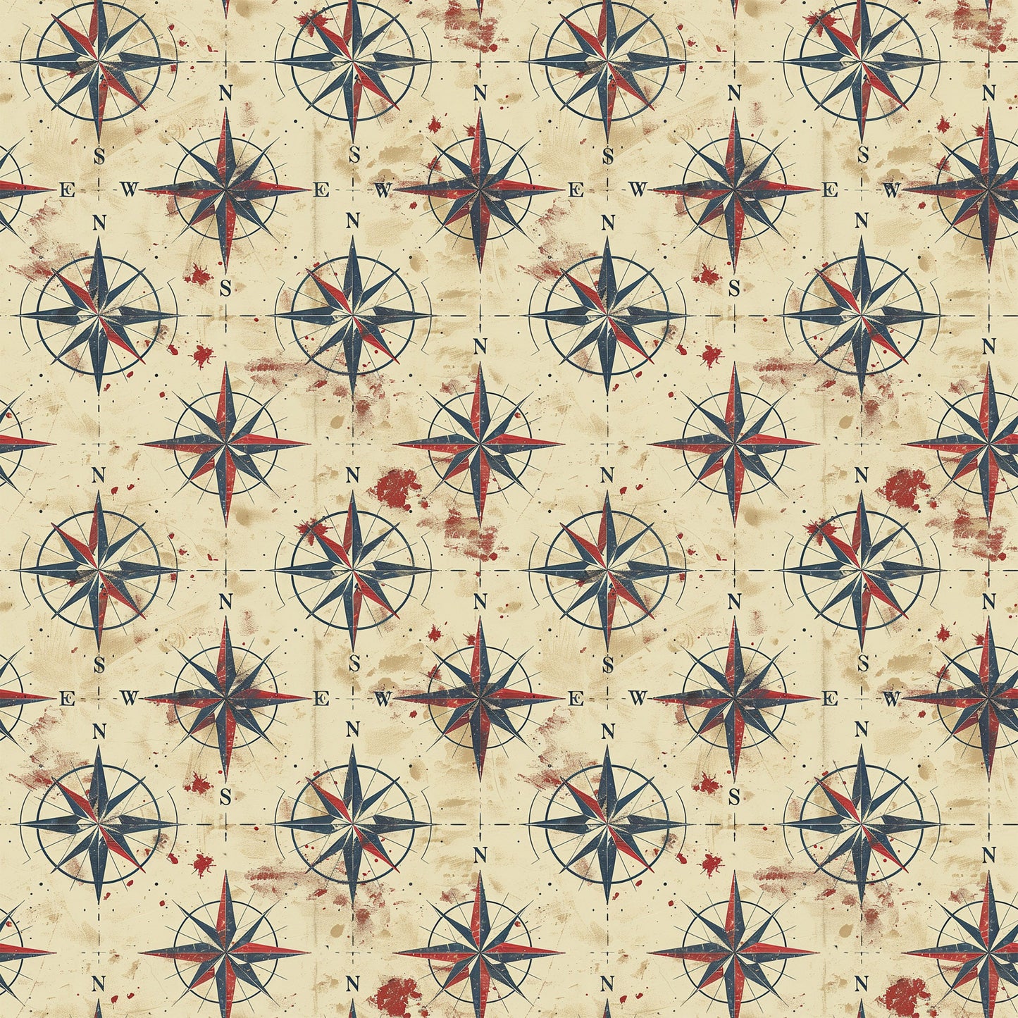 Classic Compass Rose Pattern 9 Quilting Cotton Fabric