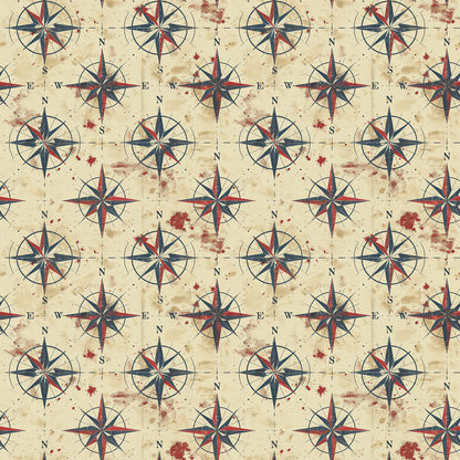 Classic Compass Rose Pattern 9 Quilting Cotton Fabric