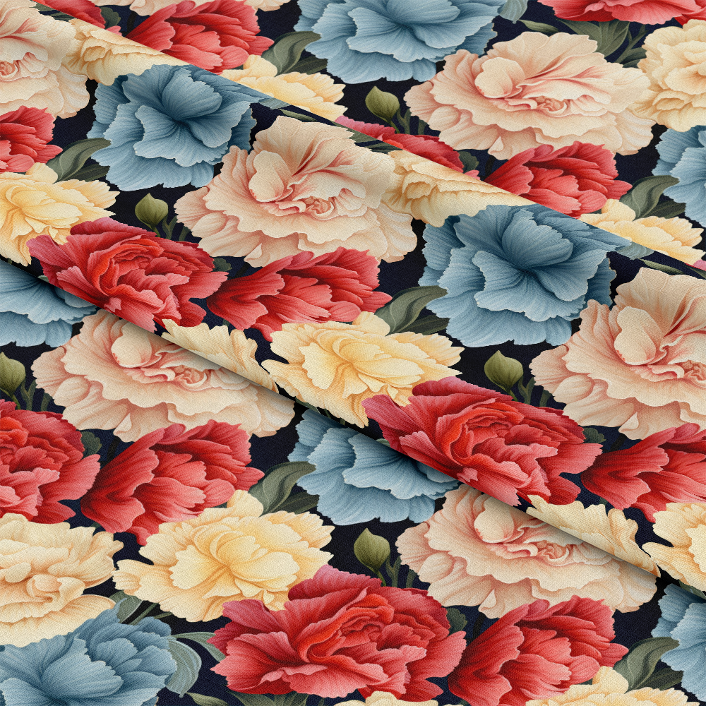 Colorful Carnation Flowers Pattern 10 Quilting Cotton Fabric
