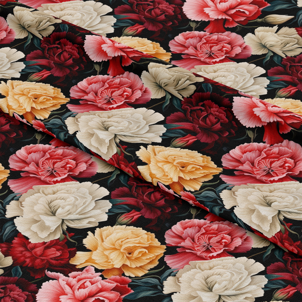 Colorful Carnation Flowers Pattern 12 Quilting Cotton Fabric