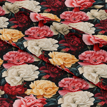 Colorful Carnation Flowers Pattern 12 Quilting Cotton Fabric