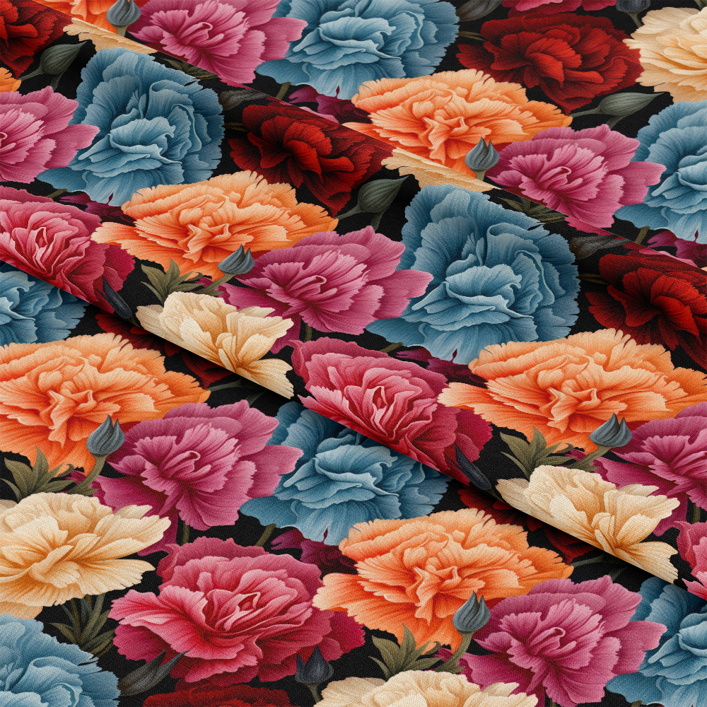 Colorful Carnation Flowers Pattern 1 Quilting Cotton Fabric