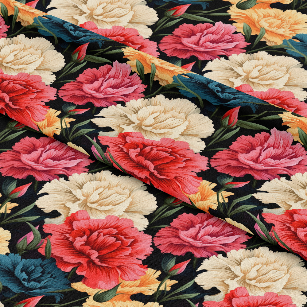 Colorful Carnation Flowers Pattern 2 Quilting Cotton Fabric