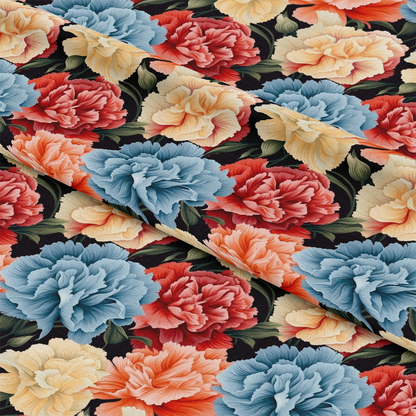Colorful Carnation Flowers Pattern 3 Quilting Cotton Fabric