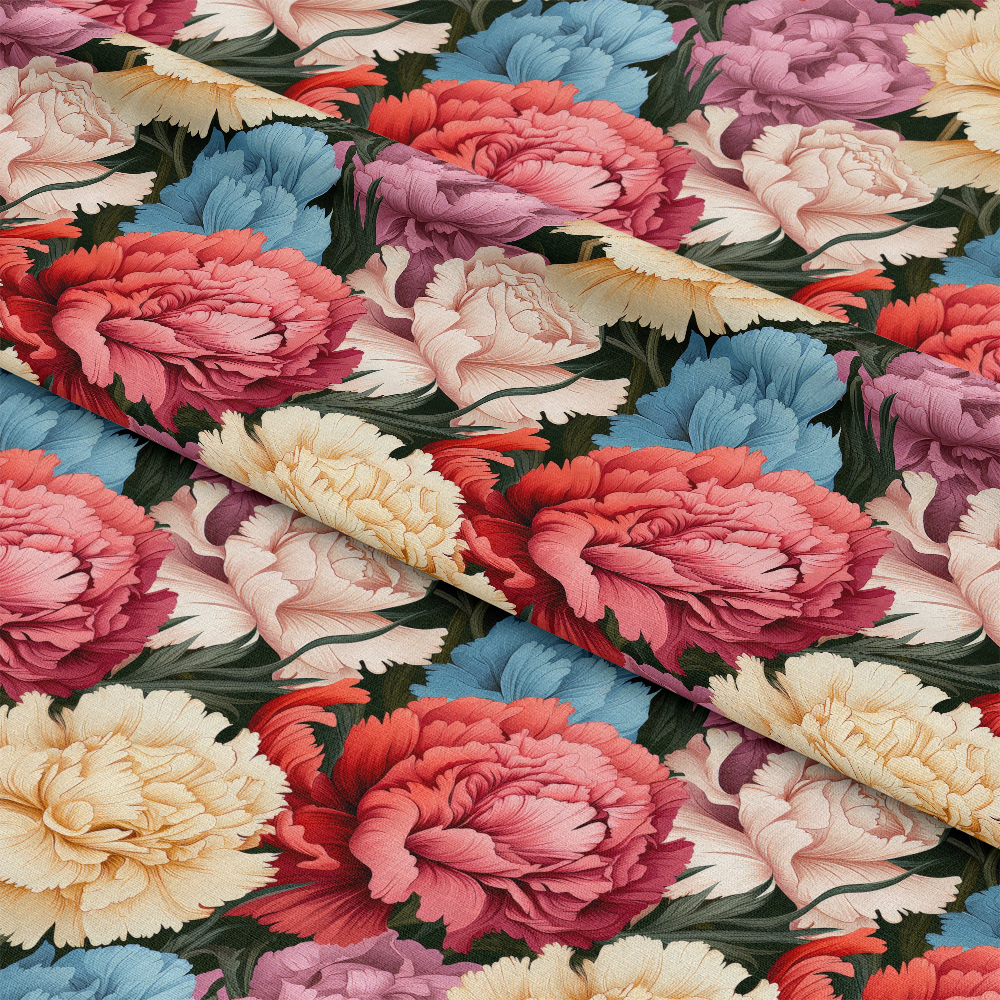 Colorful Carnation Flowers Pattern 6 Quilting Cotton Fabric