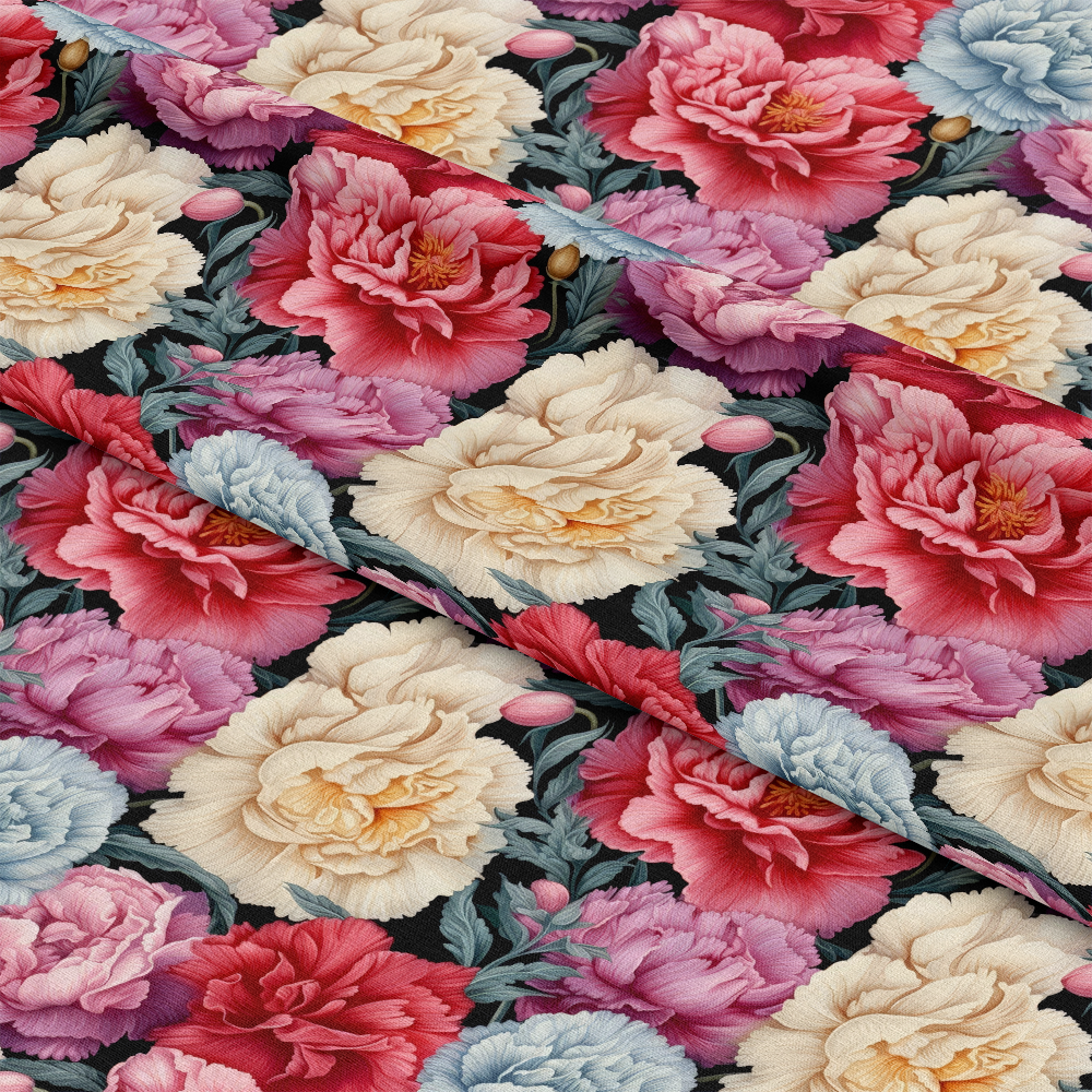 Colorful Carnation Flowers Pattern 7 Quilting Cotton Fabric