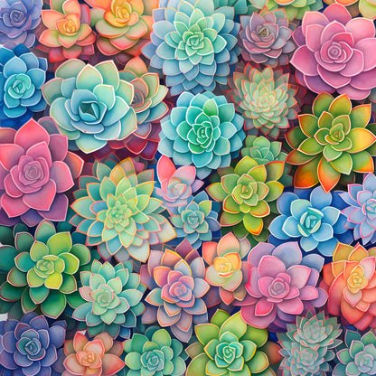 Colorful Cactus Pattern 1 Quilting Cotton Fabric