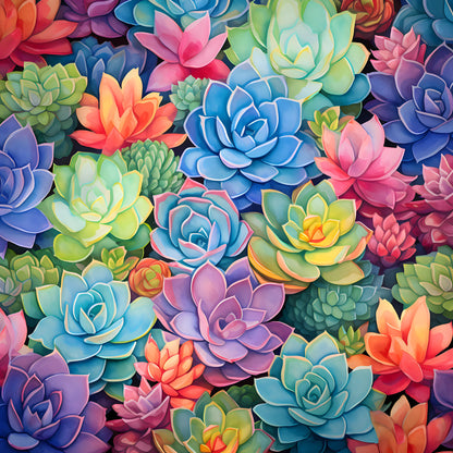 Colorful Cactus Pattern 5 Quilting Cotton Fabric