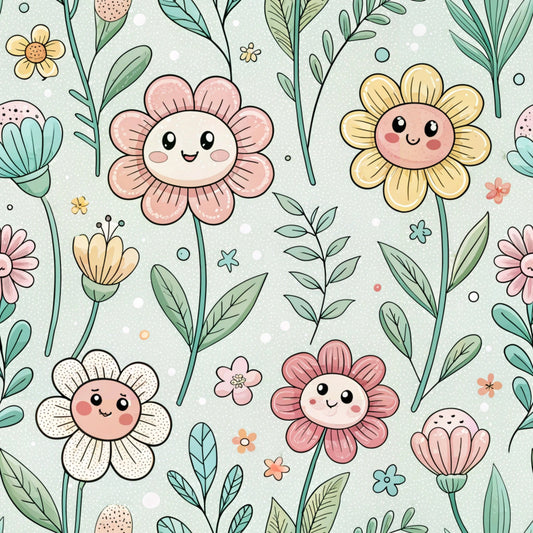 Comic Wildflowers Pattern 3 Quilting Cotton Fabric