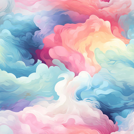 Cotton Candy Swirly Pastel Clouds Pattern 1 Quilting Cotton Fabric