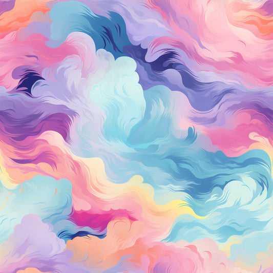 Cotton Candy Swirly Pastel Clouds Pattern 10 Quilting Cotton Fabric