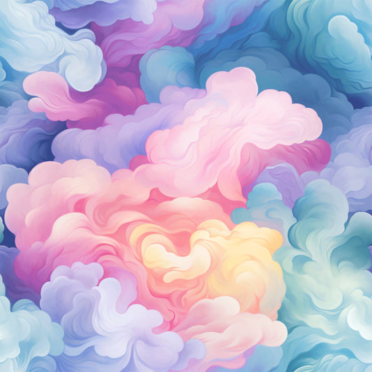 Cotton Candy Swirly Pastel Clouds Pattern 11 Quilting Cotton Fabric