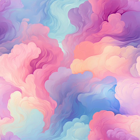 Cotton Candy Swirly Pastel Clouds Pattern 12 Quilting Cotton Fabric