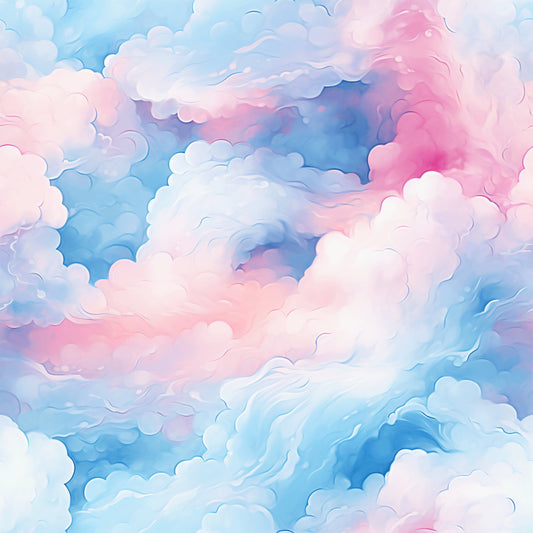 Cotton Candy Swirly Pastel Clouds Pattern 2 Quilting Cotton Fabric