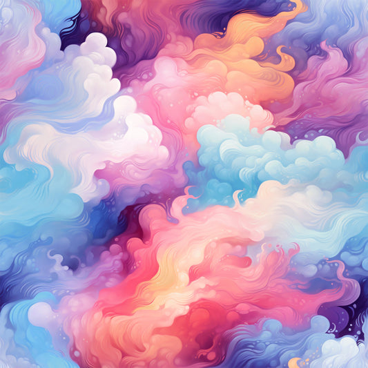 Cotton Candy Swirly Pastel Clouds Pattern 3 Quilting Cotton Fabric
