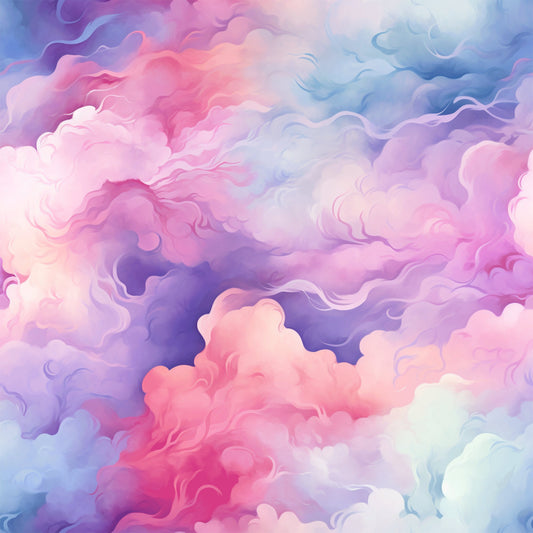 Cotton Candy Swirly Pastel Clouds Pattern 4 Quilting Cotton Fabric