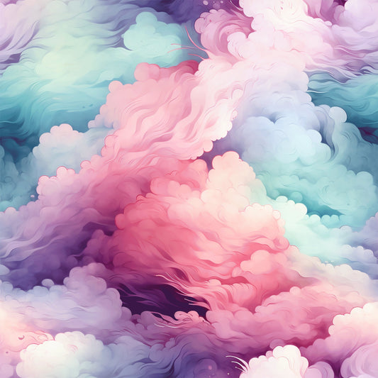 Cotton Candy Swirly Pastel Clouds Pattern 5 Quilting Cotton Fabric