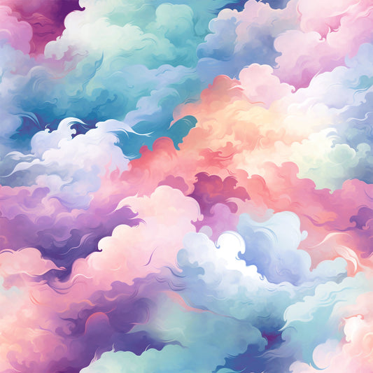 Cotton Candy Swirly Pastel Clouds Pattern 6 Quilting Cotton Fabric