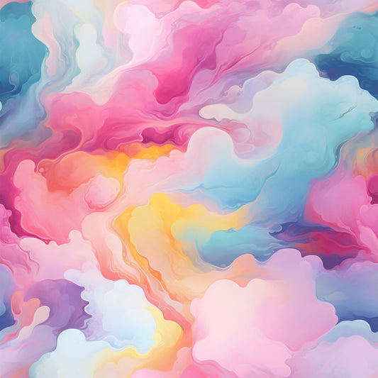 Cotton Candy Swirly Pastel Clouds Pattern 7 Quilting Cotton Fabric
