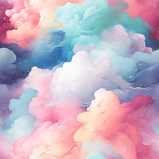 Cotton Candy Swirly Pastel Clouds Pattern 8 Quilting Cotton Fabric