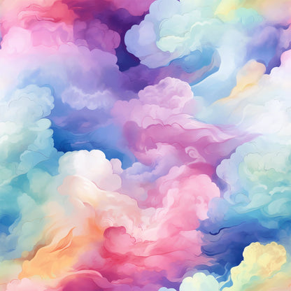 Cotton Candy Swirly Pastel Clouds Pattern 9 Quilting Cotton Fabric