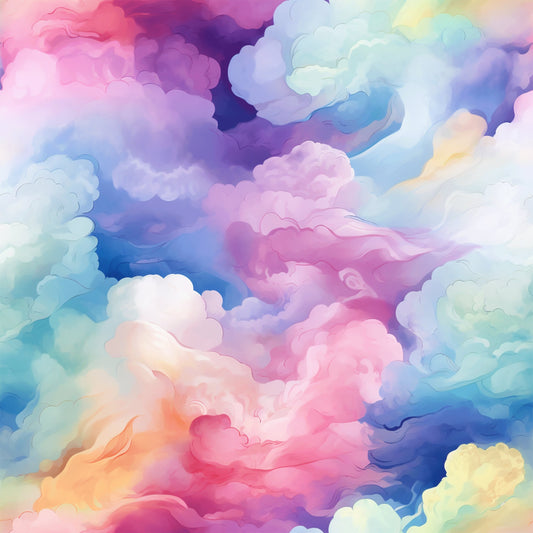 Cotton Candy Swirly Pastel Clouds Pattern 9 Quilting Cotton Fabric