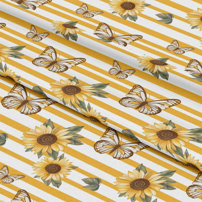 Country Sunflower Butterfly Pattern 10 Quilting Cotton Fabric