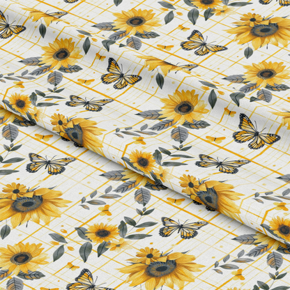 Country Sunflower Butterfly Pattern 11 Quilting Cotton Fabric