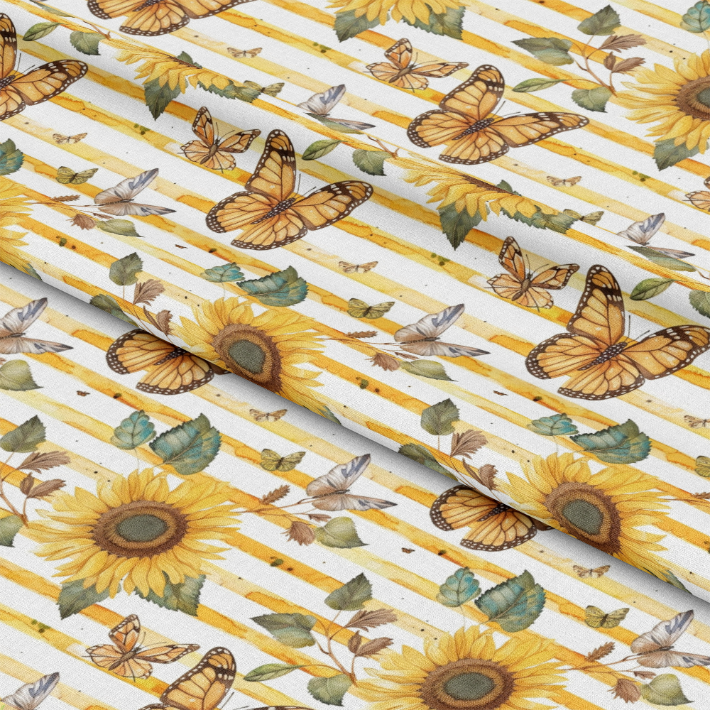 Country Sunflower Butterfly Pattern 12 Quilting Cotton Fabric