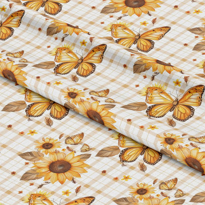 Country Sunflower Butterfly Pattern 2 Quilting Cotton Fabric