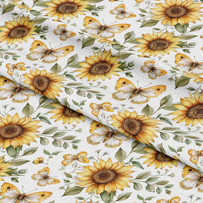 Country Sunflower Butterfly Pattern 3 Quilting Cotton Fabric