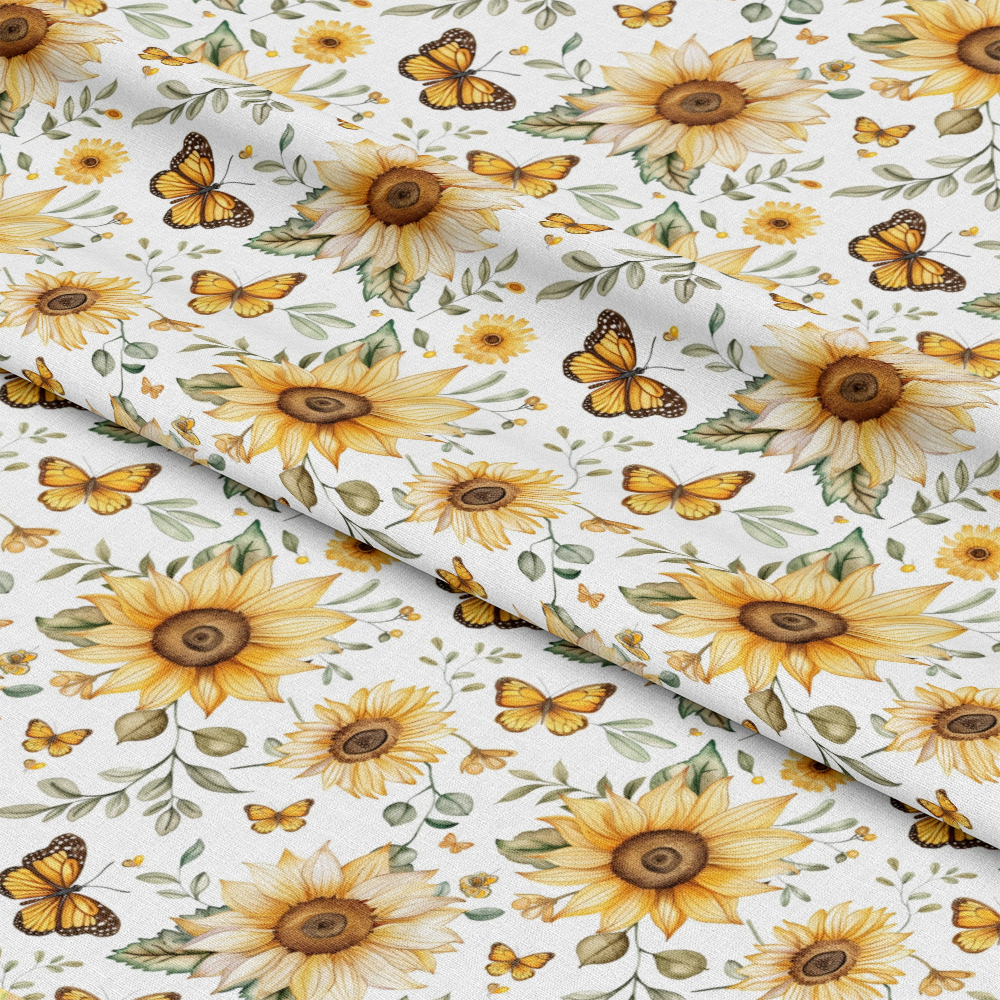 Country Sunflower Butterfly Pattern 4 Quilting Cotton Fabric