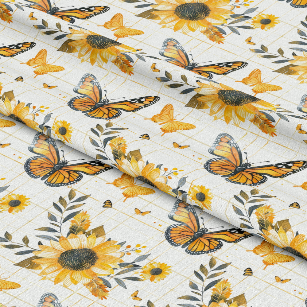 Country Sunflower Butterfly Pattern 8 Quilting Cotton Fabric