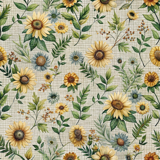 Country Floral Pattern 1 Quilting Cotton Fabric
