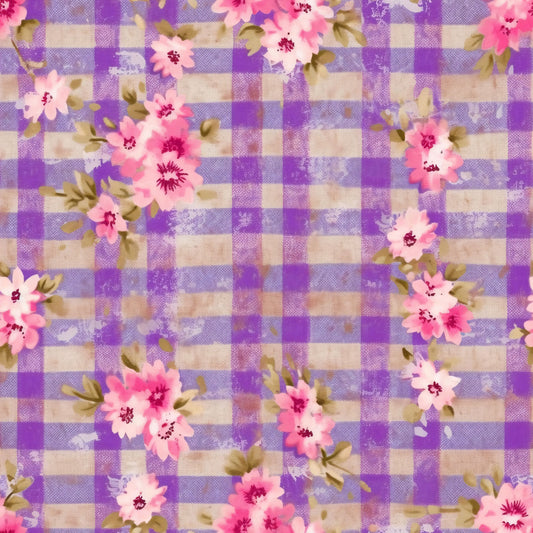 Country Girl Pastel Pink Plaid Pattern 10 Quilting Cotton Fabric