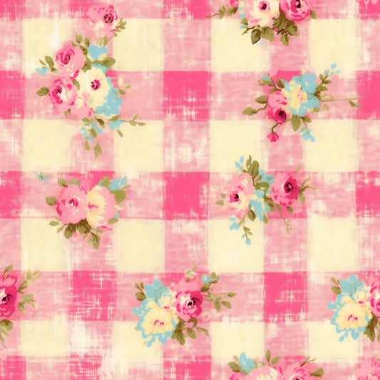 Country Girl Pastel Pink Plaid Pattern 15 Quilting Cotton Fabric