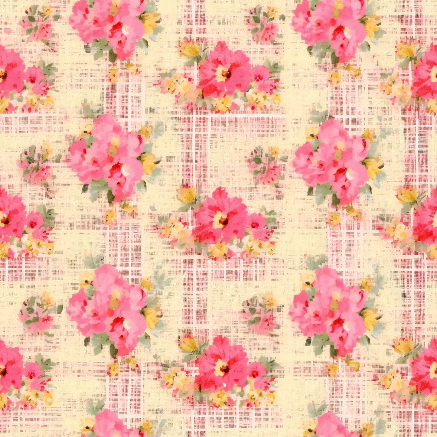 Country Girl Pastel Pink Plaid Pattern 16 Quilting Cotton Fabric
