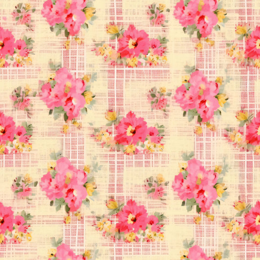 Country Girl Pastel Pink Plaid Pattern 16 Quilting Cotton Fabric