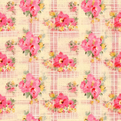 Country Girl Pastel Pink Plaid Pattern 16 Quilting Cotton Fabric