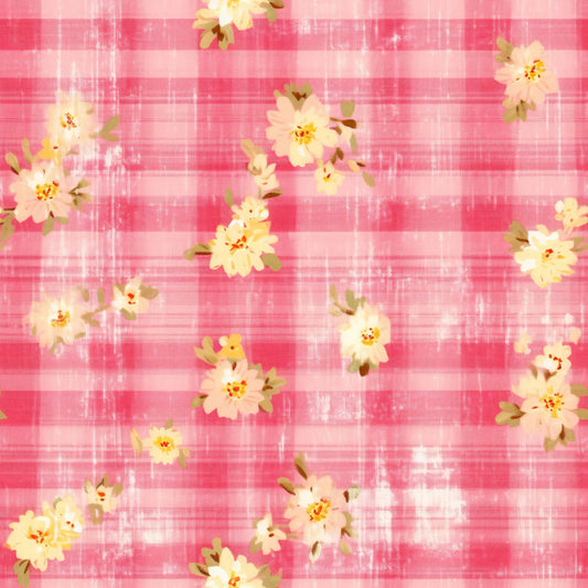 Country Girl Pastel Pink Plaid Pattern 19 Quilting Cotton Fabric