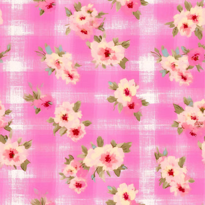 Country Girl Pastel Pink Plaid Pattern 1 Quilting Cotton Fabric