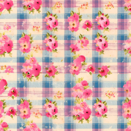 Country Girl Pastel Pink Plaid Pattern 2 Quilting Cotton Fabric