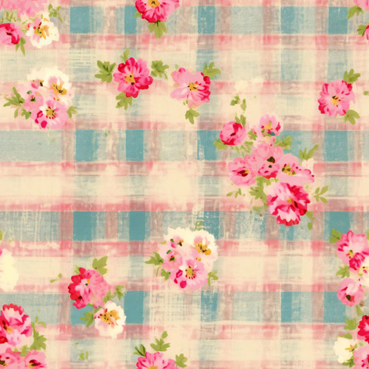Country Girl Pastel Pink Plaid Pattern 20 Quilting Cotton Fabric