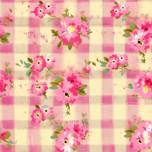 Country Girl Pastel Pink Plaid Pattern 4 Quilting Cotton Fabric