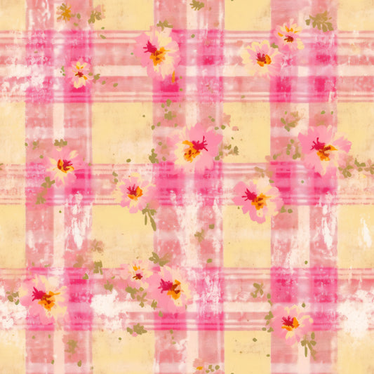 Country Girl Pastel Pink Plaid Pattern 5 Quilting Cotton Fabric