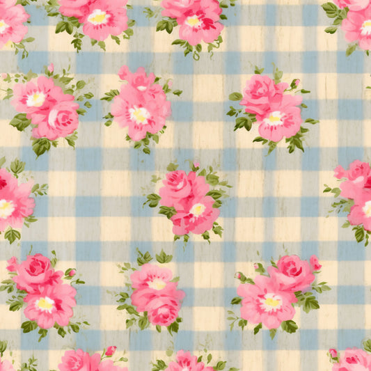 Country Girl Pastel Pink Plaid Pattern 6 Quilting Cotton Fabric