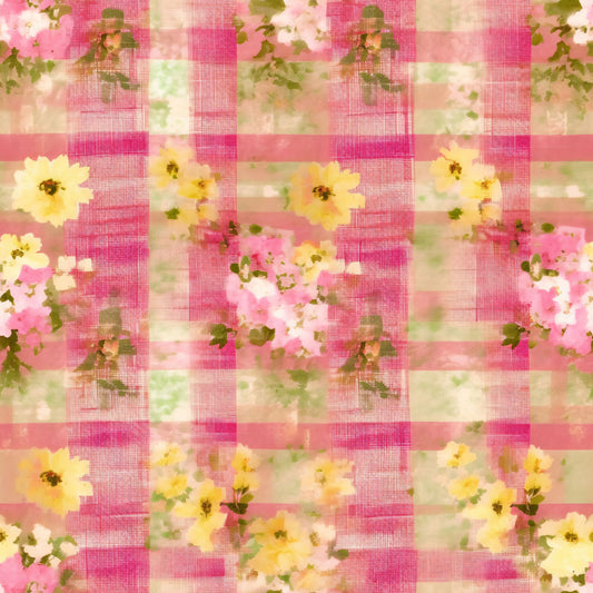 Country Girl Pastel Pink Plaid Pattern 7 Quilting Cotton Fabric