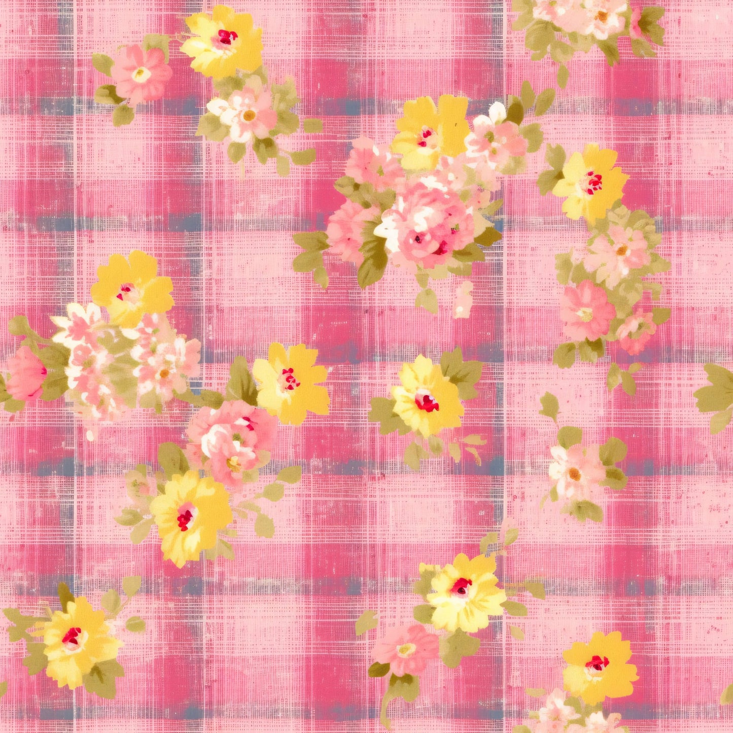 Country Girl Pastel Pink Plaid Pattern 8 Quilting Cotton Fabric